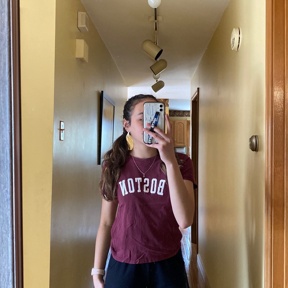 Brandy Melville maroon Boston tee